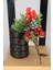 Ahşap Vazolu Yapay Yılbaşı Süsü 30 cm 2