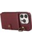 Iphone 15 Pro Kasa Fırçalanmış Pu Deri+Tpu Ring Kickstand Wine Red ile Telefon Kılıfı (Yurt Dışından) 2