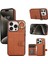 Iphone 15 Pro Kasa Fırçalanmış Pu Deri+Tpu Ring Kickstand Brown Telefon Kılıfı (Yurt Dışından) 1