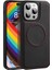 Iphone 15 Pro Pu Deri Kaplamalı Tpu+Pc Anti Çizelge Manyetik Black Telefon Kılıfı (Yurt Dışından) 1