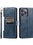 Iphone 15 Pro Kasa Caster Cascle Horse Doku Deri Strap Mavi Blackish Telefon Kılıfı (Yurt Dışından) 1