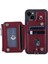 Rfıd Engelleme Pu+Tpu Telefon Kapağı iPhone15 Plus Kickstand Fermuar Cüzdanı Straps-Wine Red ile Telefon Kılıfı (Yurt Dışından) 2