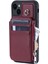 Rfıd Engelleme Pu+Tpu Telefon Kapağı iPhone15 Plus Kickstand Fermuar Cüzdanı Straps-Wine Red ile Telefon Kılıfı (Yurt Dışından) 3