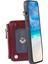 Rfıd Engelleme Pu+Tpu Telefon Kapağı iPhone15 Plus Kickstand Fermuar Cüzdanı Straps-Wine Red ile Telefon Kılıfı (Yurt Dışından) 4