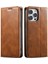 iPhone15 Pro Telefon Cüzdan Kılıfı Magnetic Waxy Doku Pu Derisi+Tpu Kapak-Kahverengi (Yurt Dışından) 1