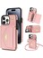 iPhone15 Pro Case Organ Kartı Çantası Deri+Tpu Omuz Kayışı Pembe (Yurt Dışından) 1