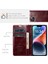iPhone15 Plus Için Deri Cüzdan Standı Telefon Kasası Mumsu Çılgın At Dokusu Kapak-Wine Kırmızı (Yurt Dışından) 5