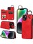 iPhone14 Case Ring Buckle Deri+Tpu Telefon Kapağı Kart Yuvaları-Kırmızı (Yurt Dışından) 1