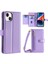 iPhone15 Plus Için Plus Fermuar Cep Cüzdan Kılıfı Pu Deri Stand Kart Yuvaları Telefon Kapağı Bilek Kayışı ve Omuz Kayış-Mor ile Kapak (Yurt Dışından) 1