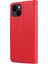 iPhone15 Plus Pu Pu Deri Stand Kapağı Manyetik Kapatma Telefon Kılıfı Rfıd Blowıng Fonksiyon Kabuk-Kırmızısı (Yurt Dışından) 5