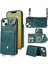 iPhone15 Plus Kart Çanta Tasarım Yüzüğü Kickstand Cep Telefonu Kapağı Litchi Doku Deri+Tpu Omuz Askılı Yeşili ile Arka Koruyucu Kasa (Yurt Dışından) 1