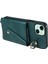 iPhone15 Plus Kart Çanta Tasarım Yüzüğü Kickstand Cep Telefonu Kapağı Litchi Doku Deri+Tpu Omuz Askılı Yeşili ile Arka Koruyucu Kasa (Yurt Dışından) 2