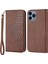 iPhone15 Pro Max Güz Kanıtı Pu Deri Telefon Kılıfı Baskılı Rhombus Desen Standı Cüzdan Kapak Brown (Yurt Dışından) 1