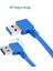 4x Kısa Superspeed USB 3.0 Erkek - Dişi Uzatma Kablosu, 90 Derece Adaptör Bağlantısı, Sol ve Sağ Açı - Mavi (Yurt Dışından) 4