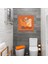 Tekli Kare Kanvas Banyo Tablosu Turuncu Renkli Şekiller 1