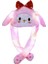 Işıklı Kulakları Hareket Eden Tavşan Pelüş Şapka Bere Bunny Pembe 1