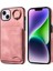 iPhone14 Kart Tutucu Yüzüğü Kickstand Anti-Damla Kapak Pu Deri Kaplı Tpu Telefon Vaka-Pembe (Yurt Dışından) 1