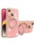 Apple iPhone14 Plus Soft Tpu Elektraplatma Kılıfı Rotary Kickstand Anti-Fall Koruyucu Kapak Lens Film-Pembe (Yurt Dışından) 1