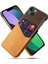Apple iPhone15 Plus Için Kart Sahibi Telefon Kasası Artı Koruyucu Kapak Bezi Doku Pu Deri Kaplı Pc Telefon Kabuk-Orange (Yurt Dışından) 1