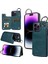 Apple iPhone 14 Pro 14 Pro Vasal Damalı Pu Deri+Tpu Telefon Kapağı Kickstand Shell-Blue Green (Yurt Dışından) 1