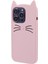 Apple iPhone 13 Pro Telefon Kılıfı 3D Bıyık Cat Slim Fit Silikon Telefon Kapak Pembe (Yurt Dışından) 3