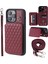 Apple iPhone 13 Pro Max Için 6.7 Inç Şok Geçirmez Telefon Kasası Rfıd Engelleme Pu+Tpu Telefon Kabuğu Straps-Wine Red ile (Yurt Dışından) 1