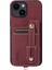 Apple iPhone 14 Plus Içinlitchi Doku Pu Deri Kaplamalı Tpu+Pc Telefon Kapak Kartı Tutucu Kickstand Case-Purplish Kırmızı (Yurt Dışından) 1