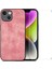 Apple iPhone 14 Plus Vintage Pu Deri Kaplamalı Pc Telefon Kapağı Açık Yüksek Alüminyum Silicon Cam Film-Pembe (Yurt Dışından) 1