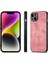 Apple iPhone 14 Plus Vintage Pu Deri Kaplamalı Pc Telefon Kapağı Açık Yüksek Alüminyum Silicon Cam Film-Pembe (Yurt Dışından) 5
