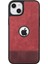 Apple iPhone 14 Kılıfı Için Pu Deri Ekleme Pus Deri+Tpu Telefon Kabuğu Logo View Pencere Kırmızısı (Yurt Dışından) 1