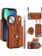 026 Apple iPhone 13 Mini Telefon Kartı Kılıfı Deri Kaplamalı Tpu Kickstand Cover-Brown (Yurt Dışından) 1