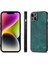 Apple iPhone 14 Plus Vintage Pu Deri Kaplamalı Pc Telefon Kapağı Açık Yüksek Alüminyum Silicon Cam Film Yeşili (Yurt Dışından) 5
