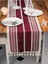 Örme Mürdüm Runner , Püsküllü Organik Pamuk Dantel Örme Runner 35X155 cm Regina Runner Masa Örtüsü 1
