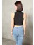 Kolsuz Damla Pencere Omuz Detay Crop Top Siyah Bluz - 1652 3