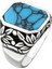 Erkek Yüzük Gümüş 925 Ayar Turkuaz Taşlı 1