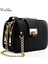 NB3030-SIYAH Kulak Stili Kadın Bahar Moda Zincir Omuz Çantaları Flap Tasarımcısı 3 Katmanlı Çanta Debriyaj Bayanlar Metal Toka Crossbody Messenger Çanta (Yurt Dışından) 3