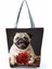 HL0176 Stili Köpek Baskılı Çanta Pug Rahat Yüksek Kapasiteli Eko Yeniden Kullanılabilir Alışveriş Çantası Kadın Çiçek Seyahat Depolama Tote Tüm Maç Özel Desen (Yurt Dışından) 5