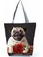 HL1531 Stili Köpek Baskılı Çanta Pug Rahat Yüksek Kapasiteli Eko Yeniden Kullanılabilir Alışveriş Çantası Kadın Çiçek Seyahat Depolama Tote Tüm Maç Özel Desen (Yurt Dışından) 5