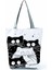 HL1510 Stili Yeni Bayan Bez Çantalar Siyah Beyaz Sevimli Kedi Baskılı Kumaş Eko Çanta Yüksek Kapasiteli Alışveriş Ofisi Yeniden Kullanılabilir Rahat Omuz Çantası (Yurt Dışından) 3