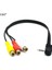 Yüksek Hızlı 90 Derece 3.5 mm Erkek Jack 3 Rca Dişi Fiş Adaptörü Ses Dönüştürücü Video Av Kablo Tel Kablosu 25 cm (Yurt Dışından) 3