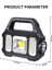 Solar Cob LED El Fenerleri 6 Mod 5W Süper Parlak Flaş Işığı 18650 Pil 1200 Mah Su Geçirmez Yan Işık Akıllı Güç Ekranı USB Şarj Kablosu ile Çalışma Işığı (Yurt Dışından) 2