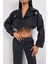 Black Fashion Crop Denim Trençkot 5