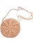 Rattan Tığ Hasır Dokuma Sepet Çanta Yuvarlak Daire Crossbody Shopper Plaj Çantası (Açık Kahverengi) (Yurt Dışından) 1