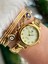 Rakamlı Sarı Kadran Gold Renk Çelik Kordon Nişan , Düğün Gelin Kadın Kol Saati+Nazar Boncuklu Bileklik 4