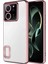 Caseworld Xiaomi Mi 13T Pro Kapak Yanları Renkli Lens Korumalı Logo Gösteren Şeffaf Luxury Silikon Kılıf - Rose Gold 1