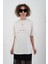 Krem Arkası Çiçek Baskılı Oversize Tshirt 1
