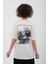 Krem Arkası Çiçek Baskılı Oversize Tshirt 3
