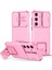 Samsung Galaxy S24 Kayar Kamera Kapaklı Sağlam Standı Telefon Kılıfı - Pembe (Yurt Dışından) 1