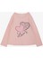 Kız Çocuk Uzun Kollu Tişört Kazayağı Puantiyeli Kalp Baskılı Yazılı 3-8 Yaş, Pembe 1