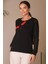 Pul Işlemeli Bisiklet Yaka Siyah Kadın Kazak 00629-2K4 1